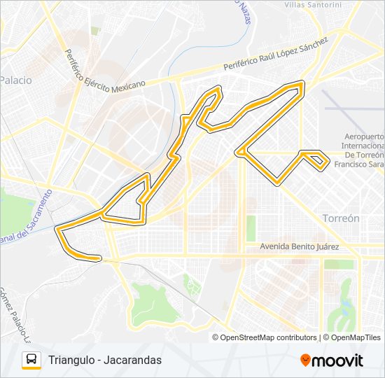 Mapa de TRIANGULO -  JACARANDAS de autobús