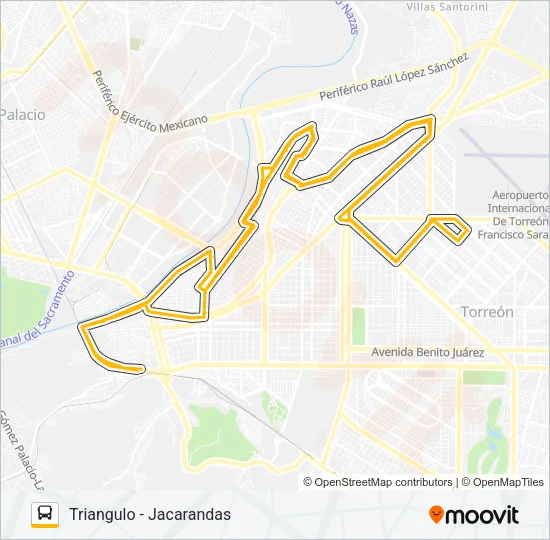 Mapa de TRIANGULO -  JACARANDAS de autobús