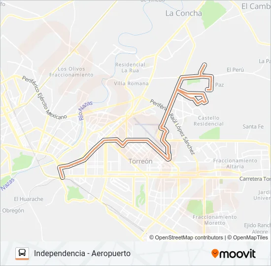 INDEPENDENCIA - AEROPUERTO Bus Line Map