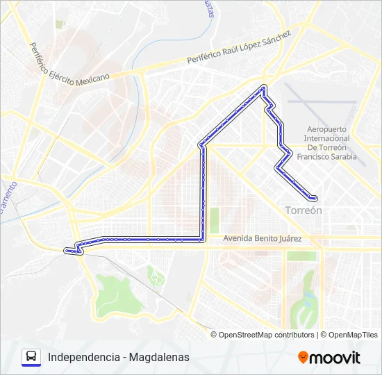 INDEPENDENCIA - MAGDALENAS Bus Line Map