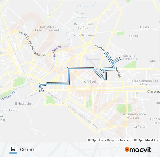 SAN AGUSTÍN - LOS LAURELES Bus Line Map