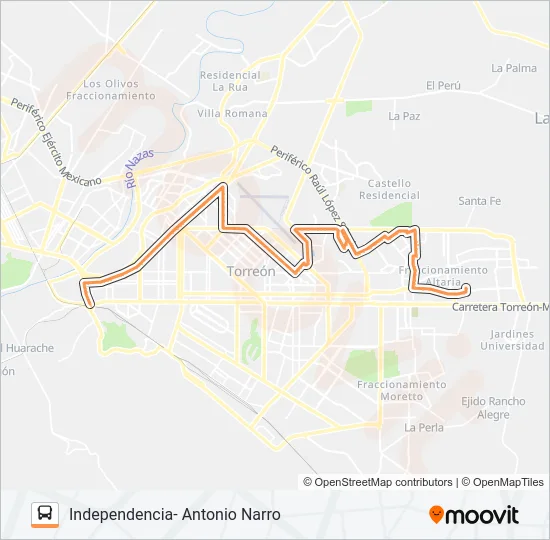 INDEPENDENCIA- ANTONIO NARRO Bus Line Map