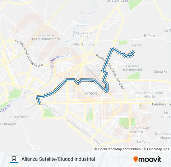 ALIANZA-SATELITE/CIUDAD INDUSTRIAL Bus Line Map