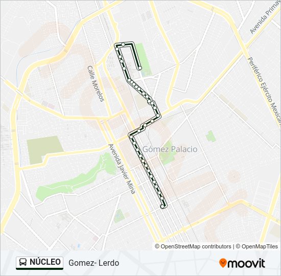 Mapa de NÚCLEO de autobús