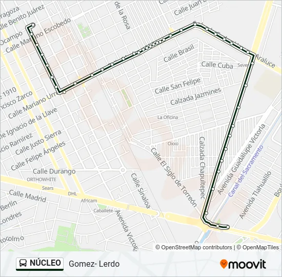 NÚCLEO Bus Line Map