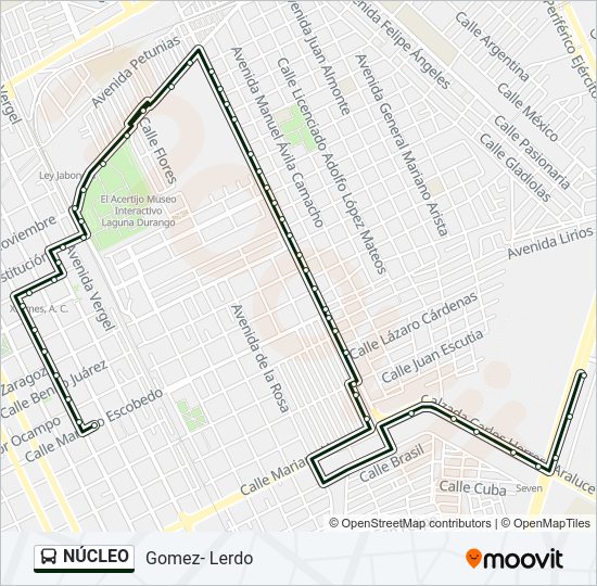 Mapa de NÚCLEO de autobús