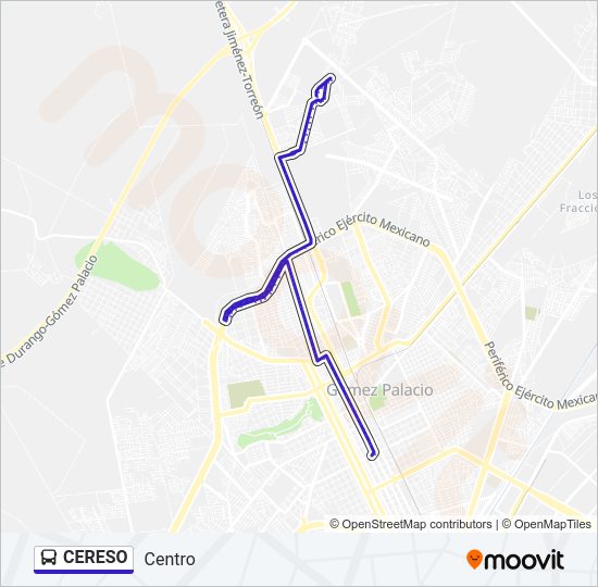 Mapa de CERESO de autobús