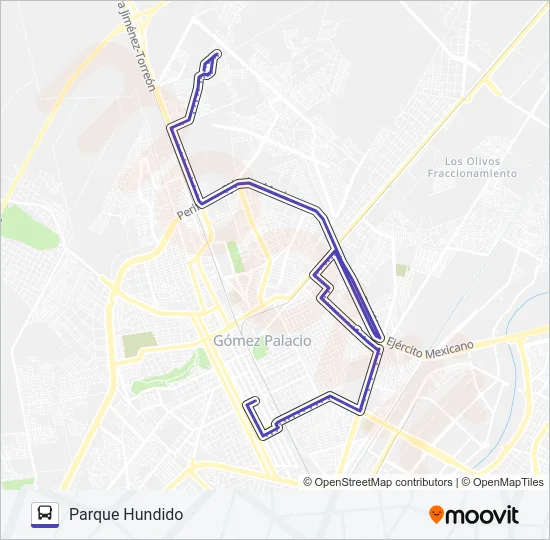 PARQUE HUNDIDO Bus Line Map