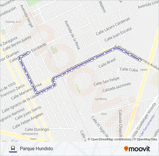 PARQUE HUNDIDO Bus Line Map