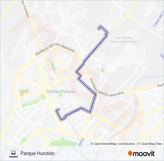 PARQUE HUNDIDO Bus Line Map