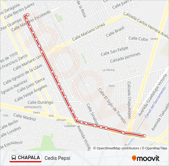 CHAPALA Bus Line Map