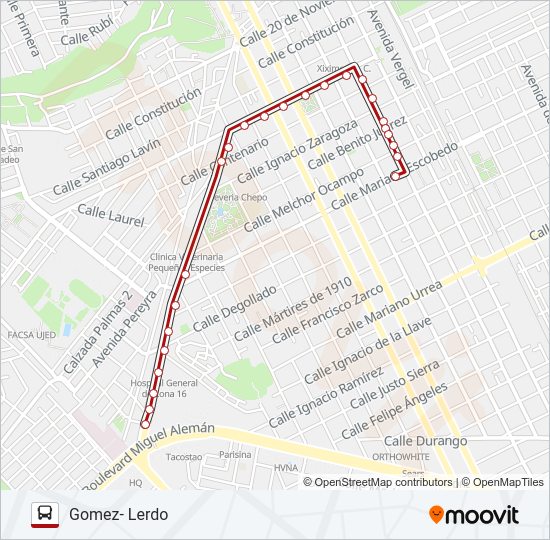 Mapa de GOMEZ- LERDO de autobús