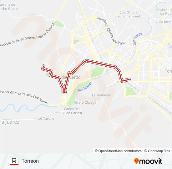 DIRECTO ROJO Bus Line Map