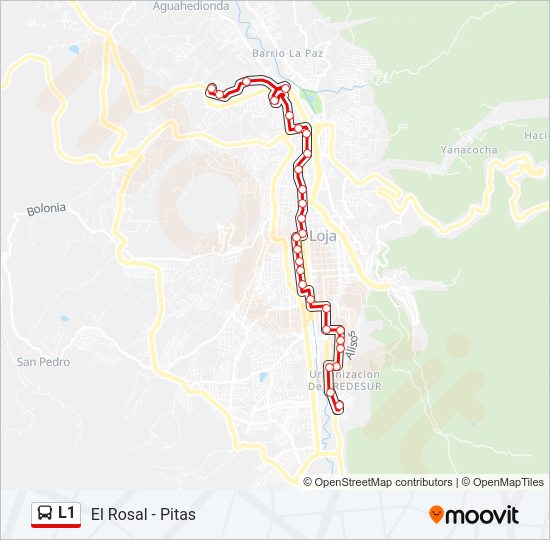 Mapa de L1 de autobús