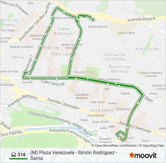 316 Bus Line Map