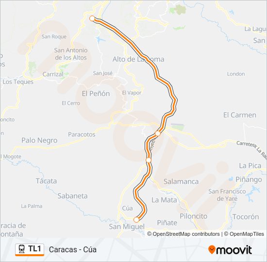 Mapa de TL1 de tren