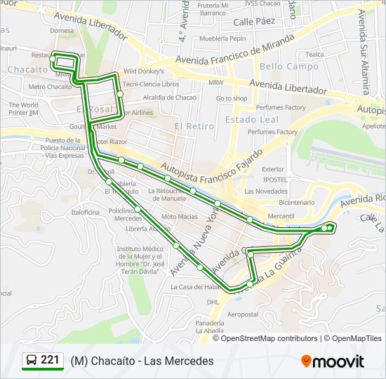 Mapa de 221 de autobús