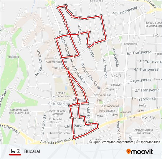 Mapa de 2 de autobús