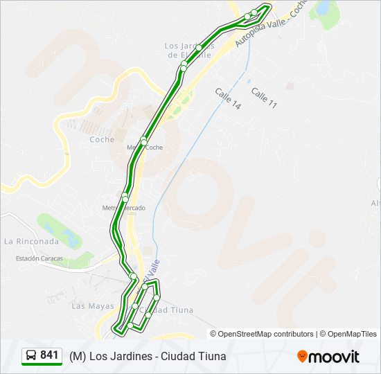 Mapa de 841 de autobús