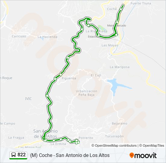 Mapa de 822 de autobús