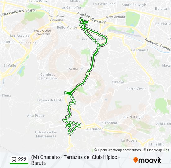 Mapa de 222 de autobús