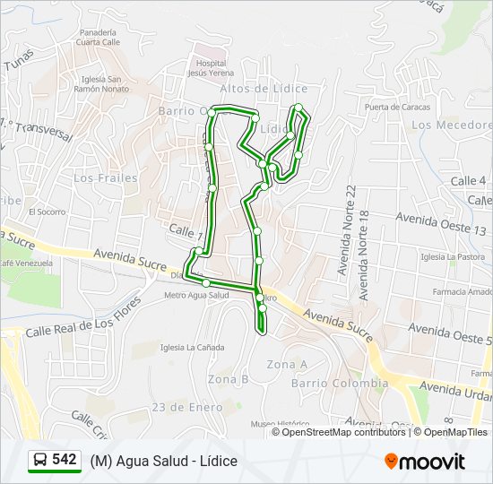 Mapa de 542 de autobús