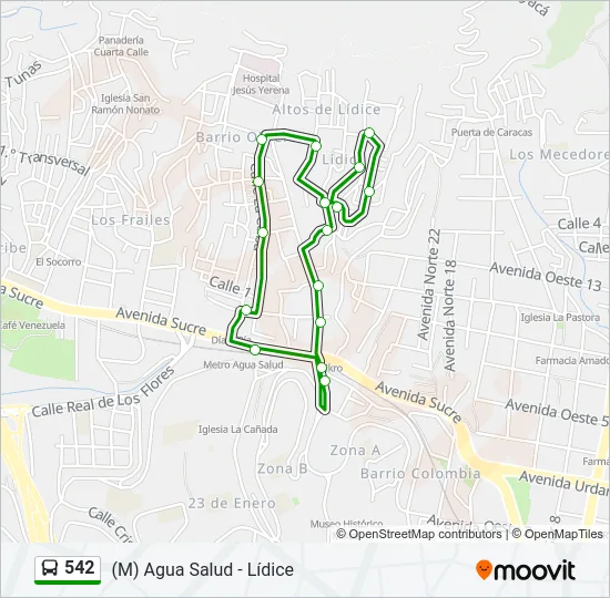 542 Bus Line Map