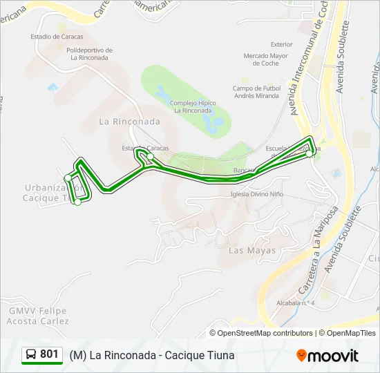 801 Bus Line Map