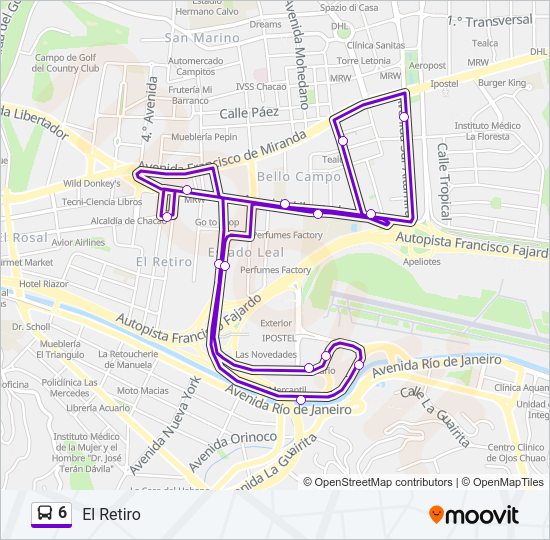 Mapa de 6 de autobús