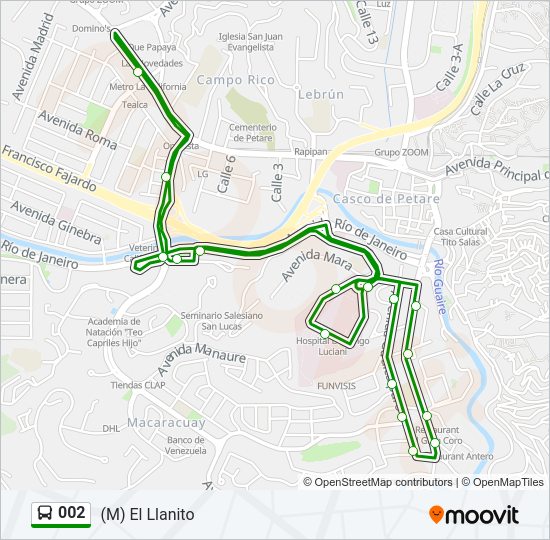 Mapa de 002 de autobús