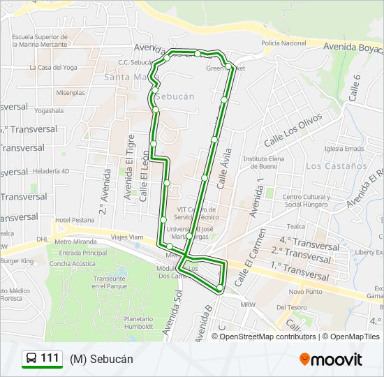 Mapa de 111 de autobús