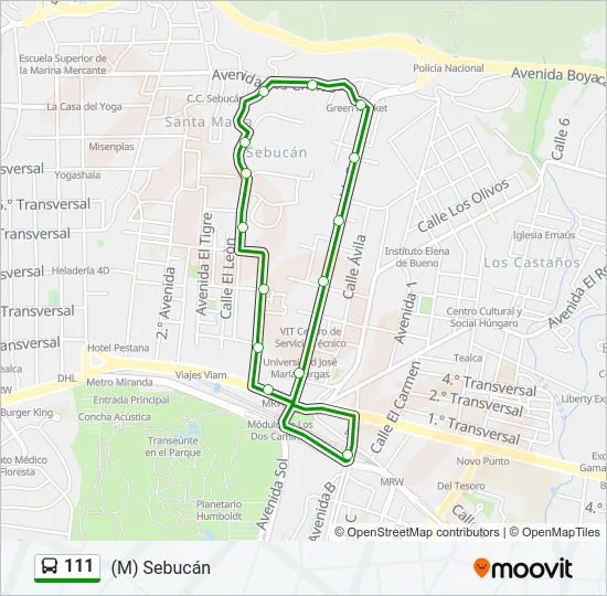 111 Bus Line Map