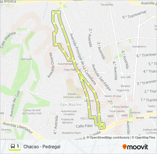 1 Bus Line Map