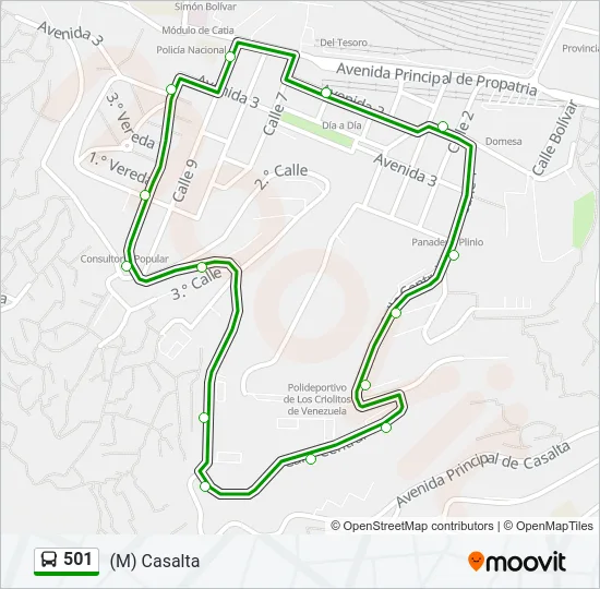 501 Bus Line Map