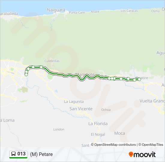 Mapa de 013 de autobús