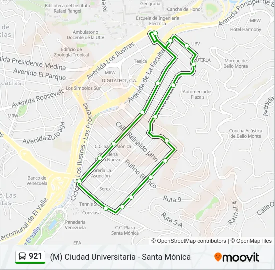 921 Bus Line Map