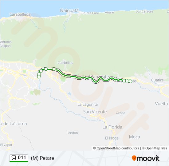 Mapa de 011 de autobús