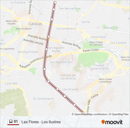 01 Route: Schedules, Stops & Maps - Las Flores - Los Ilustres (Updated)