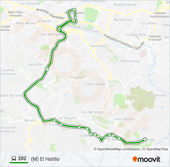 Mapa de 202 de autobús