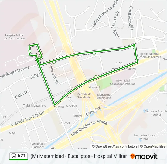 621 Bus Line Map