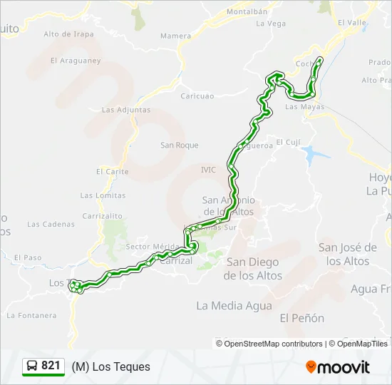 821 Bus Line Map