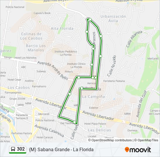 302 bus Line Map