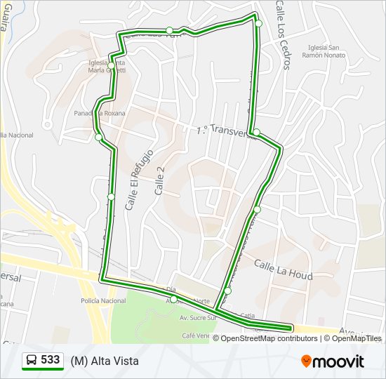 Mapa de 533 de autobús