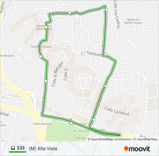 533 Bus Line Map