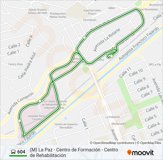 Mapa de 604 de autobús