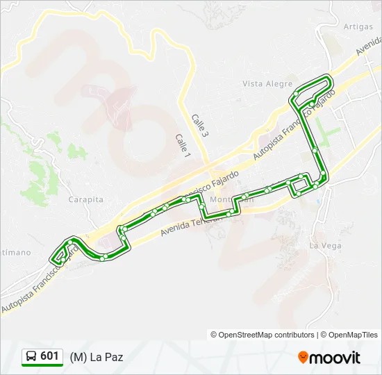 601 Bus Line Map