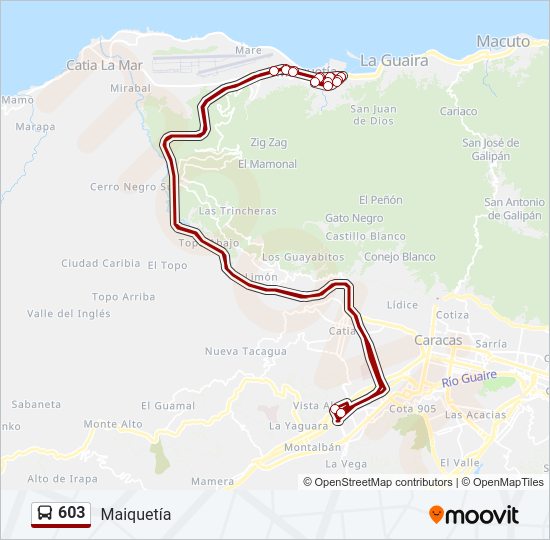 Mapa de 603 de autobús