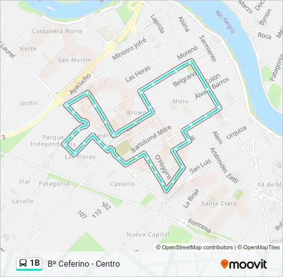 1B Bus Line Map