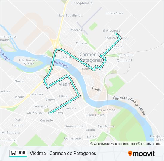 908 bus Line Map