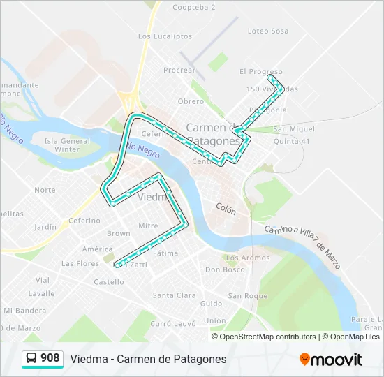 908 Bus Line Map